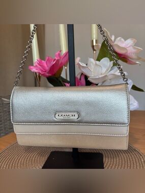 Coach Evening Bag/Clutch - Gold, Beige, Silver